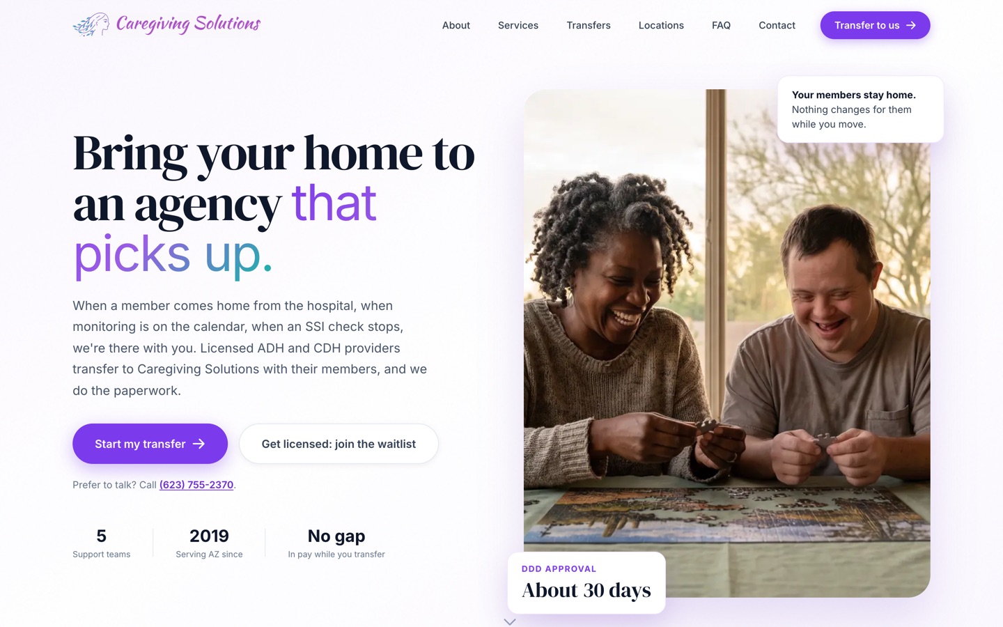 The new Caregiving Solutions homepage